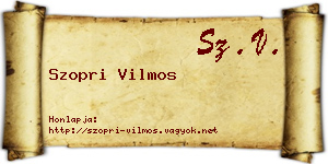 Szopri Vilmos névjegykártya
